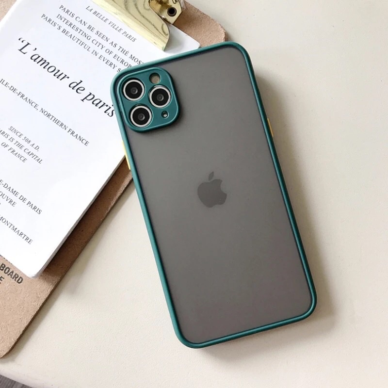 IPHONE 6 6G 6S 6+ 6S+ 7 7+ 8 8+ PLUS X XS MAX XR 11 11 PRO 11 PRO MAX Case Matte Bumper Candy Hybrid Soft Hard Frosted Casing-HIJAU TUA