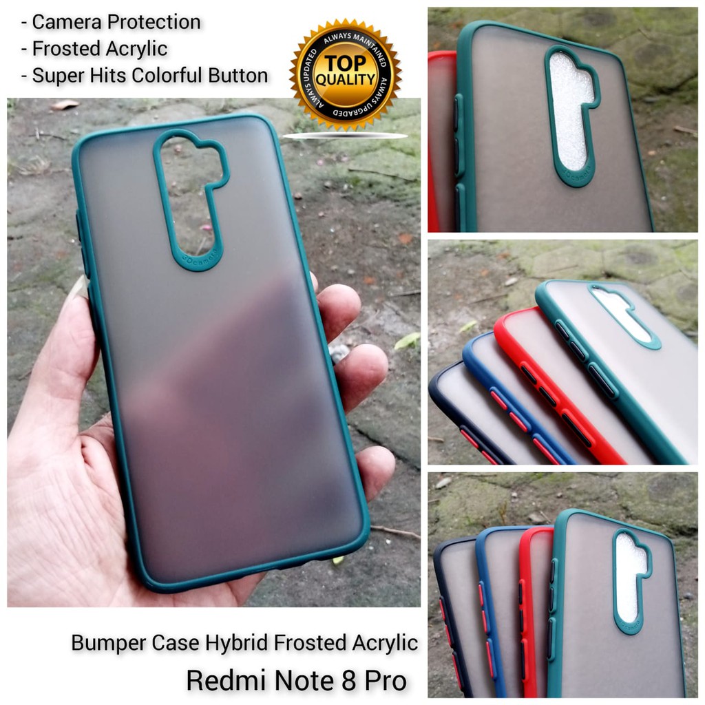 Bumper Case Redmi 8 8A Note 8 Pro + Camera Protector Frosted Apparel Super Hits