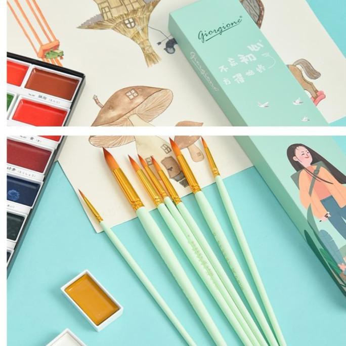 

TERMURAH giorgione round brush set 7pcs in cardbox - Mint Green Kode 1230