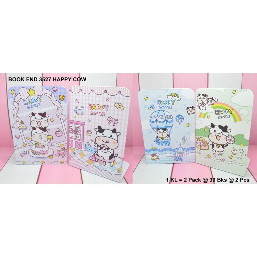 

penahan buku atau pembatas buku dari besi motif happy cattle