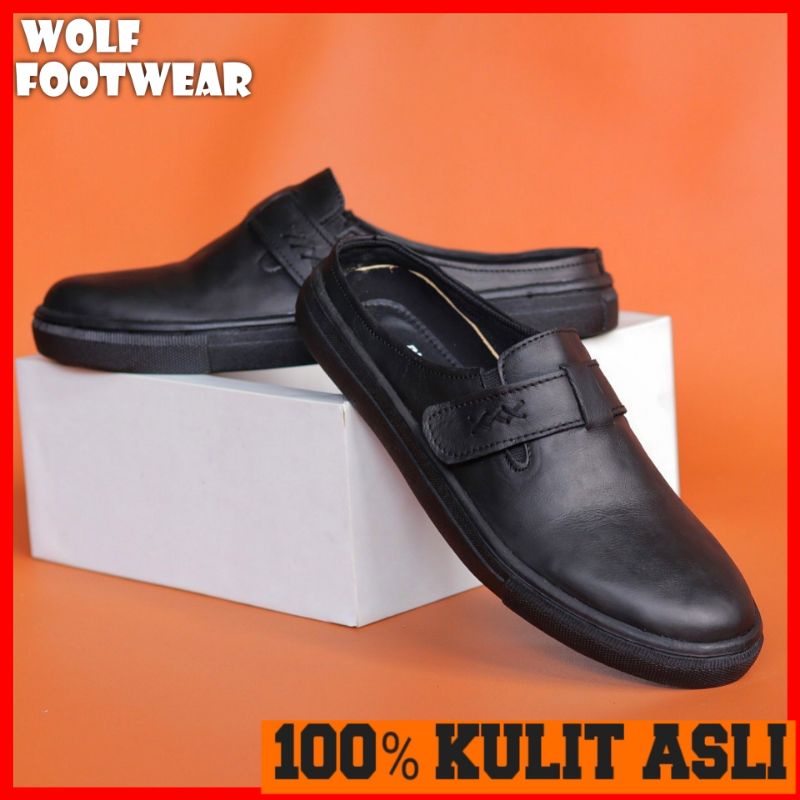 FULL KULIT COD TERLARIS- SEPATU SLOP KULIT ASLI ! BLACKMASTER BUSTONG Slop Original CH