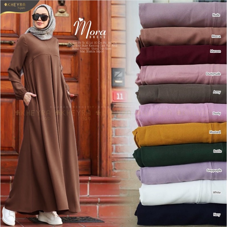 MORA DRESS ORIGINAL BY KHEYRA / GAMIS JUMBO POLOS BERBAHAN SHAKILA PREMIUM / MAXI DRESS POLOS TERBAR