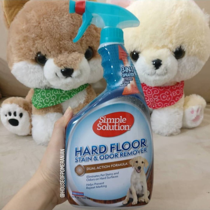 Simple solution hardfloors stain and odor remover. Penghilang bau pipis poop muntah anjing kucing