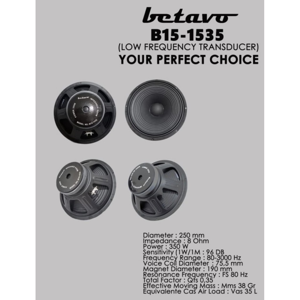 Speaker Component Betavo B15 1535 Original 15 inch B 15 B151535