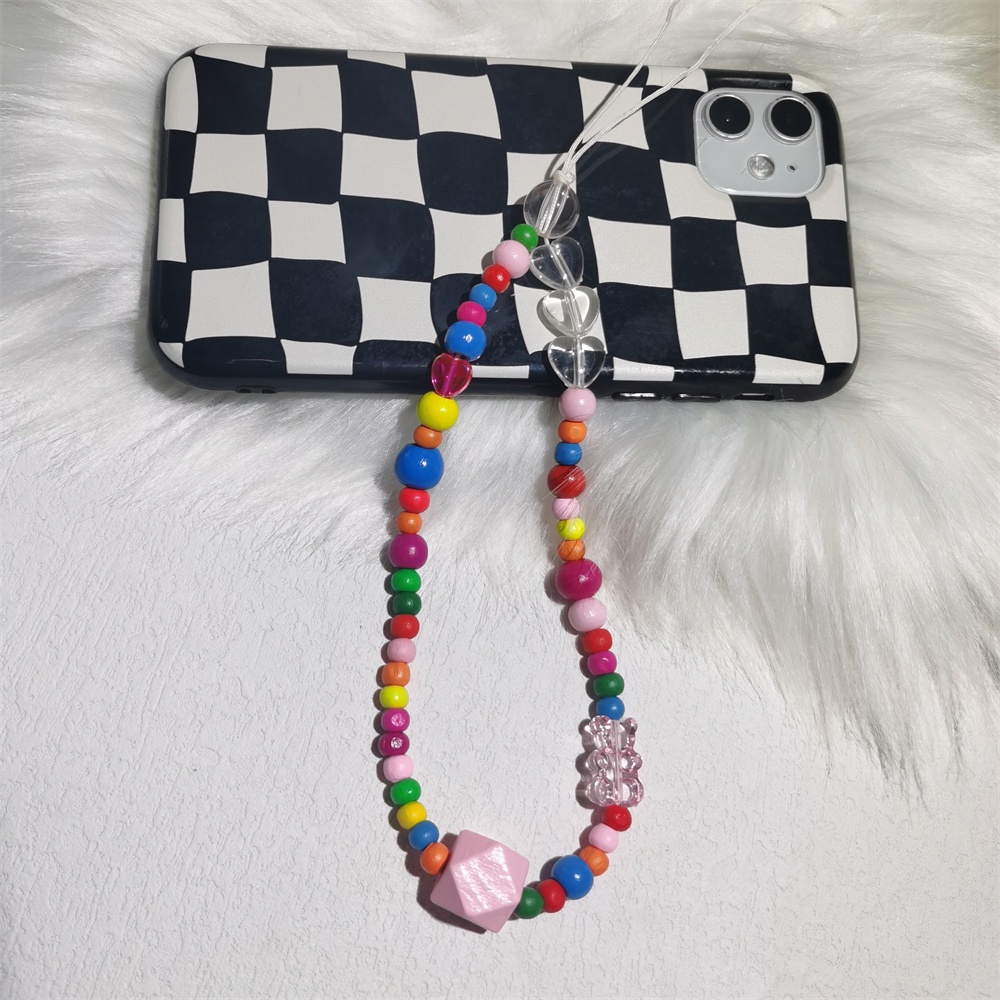 Tali Lanyard Manik-Manik Mutiara Akrilik Warna-Warni Anti Hilang Untuk Case Hp