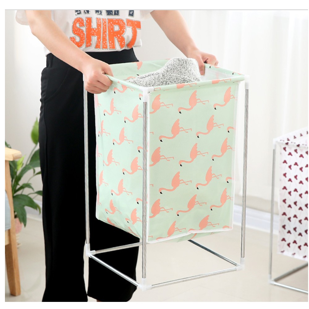 HOVELSHOP Keranjang Pakaian Baju Kotor Model Kotak Laundry Bag Basket Motif