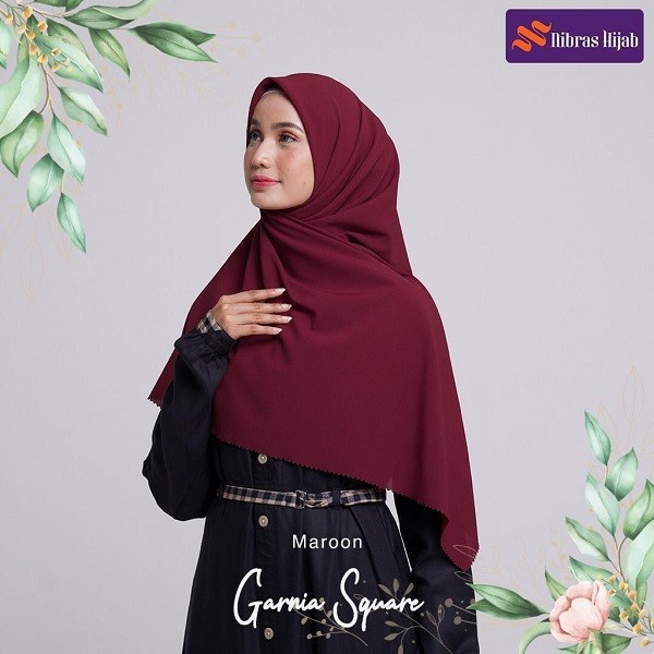 Garnia Square Nibras Hijab 17 Variasi Warna / Square Instan Jilbab Hijab Segiempat Segi Empat Polos-Marun