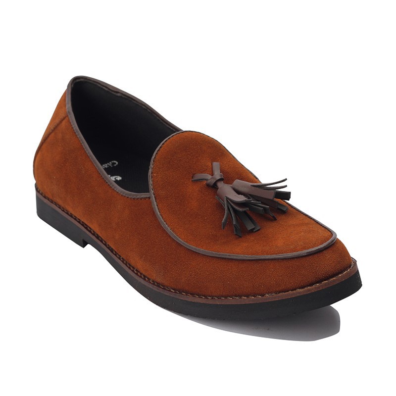 BOSSA BROWN - Sepatu Loafers Kasual Loafers Kulit Klasik Formal Kerja Kuliah Pria/Cowok - Loafer