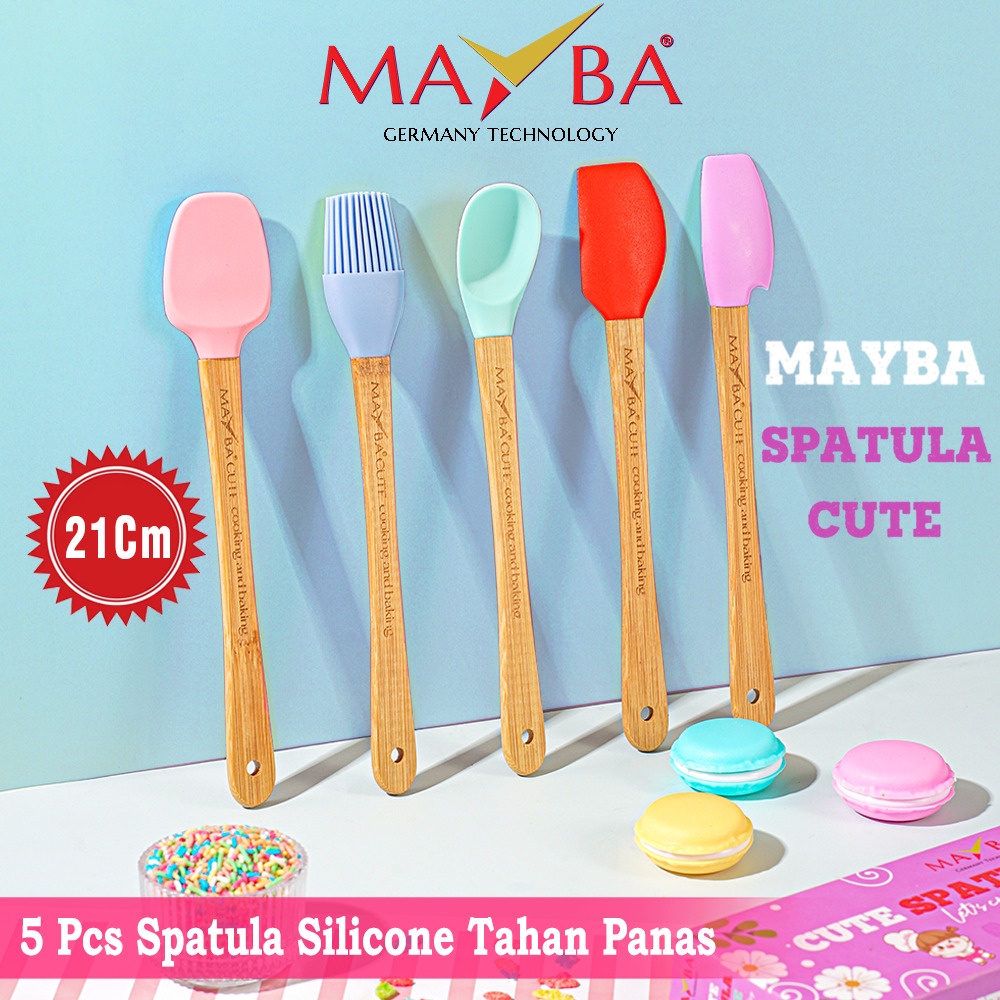 Spatula Silicone Ultimate 5 PC MAYBA CUTE Sutil Mini Tahan Panas FDA Sodet Silikon cocok for panci mpasi bayi