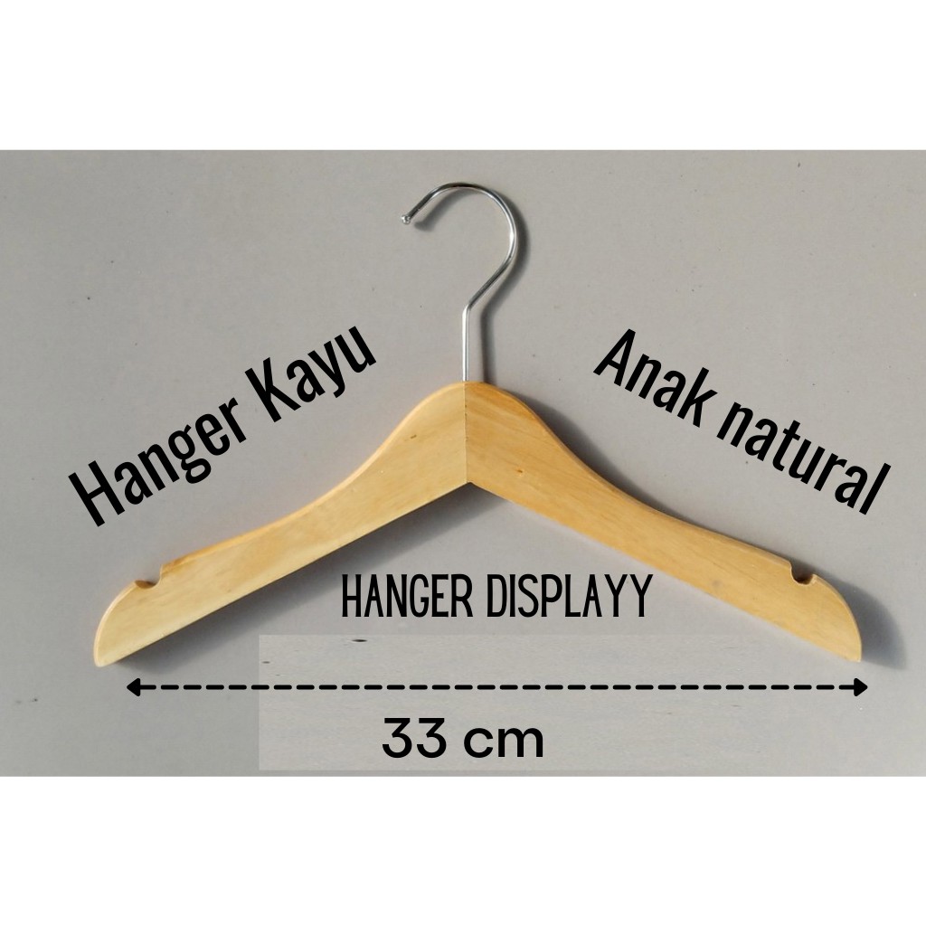 Hanger Kayu Anak (Wood) Warna Natural / Gantungan Baju Kayu Anak