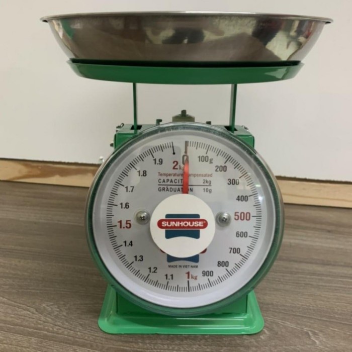 Timbangan Duduk Besi Pegas Jarum Jam 2Kg Sunhouse Stainless Scale