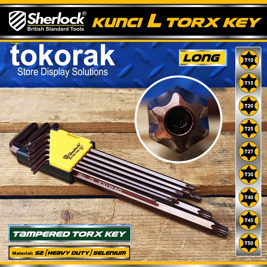 KUNCI L BINTANG HEXKEY LONG SET 9 PCS SHERLOCK - TORX KEY TAMPER