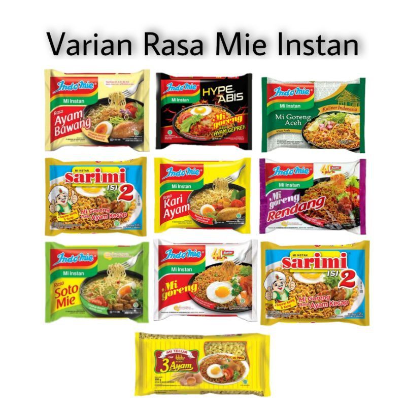 indomie soto indomie super bihun goreng indomie kari ayam indomie ayam bawang mie 3 ayam telor