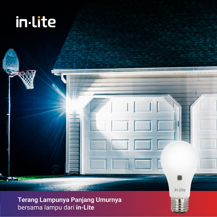 Lampu LED In-Lite Sensor cahaya 9w 9 watt menyala otomatis malam