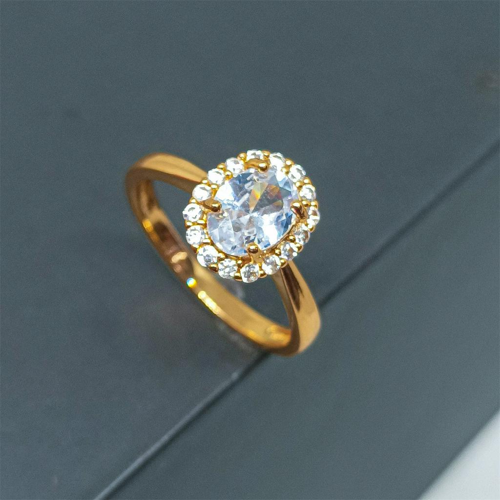 Rosegold Cincin Titanium Terbuka Kristal Lapis Emas Steel Mutiara Berlian Wanita Fashion Jewelry