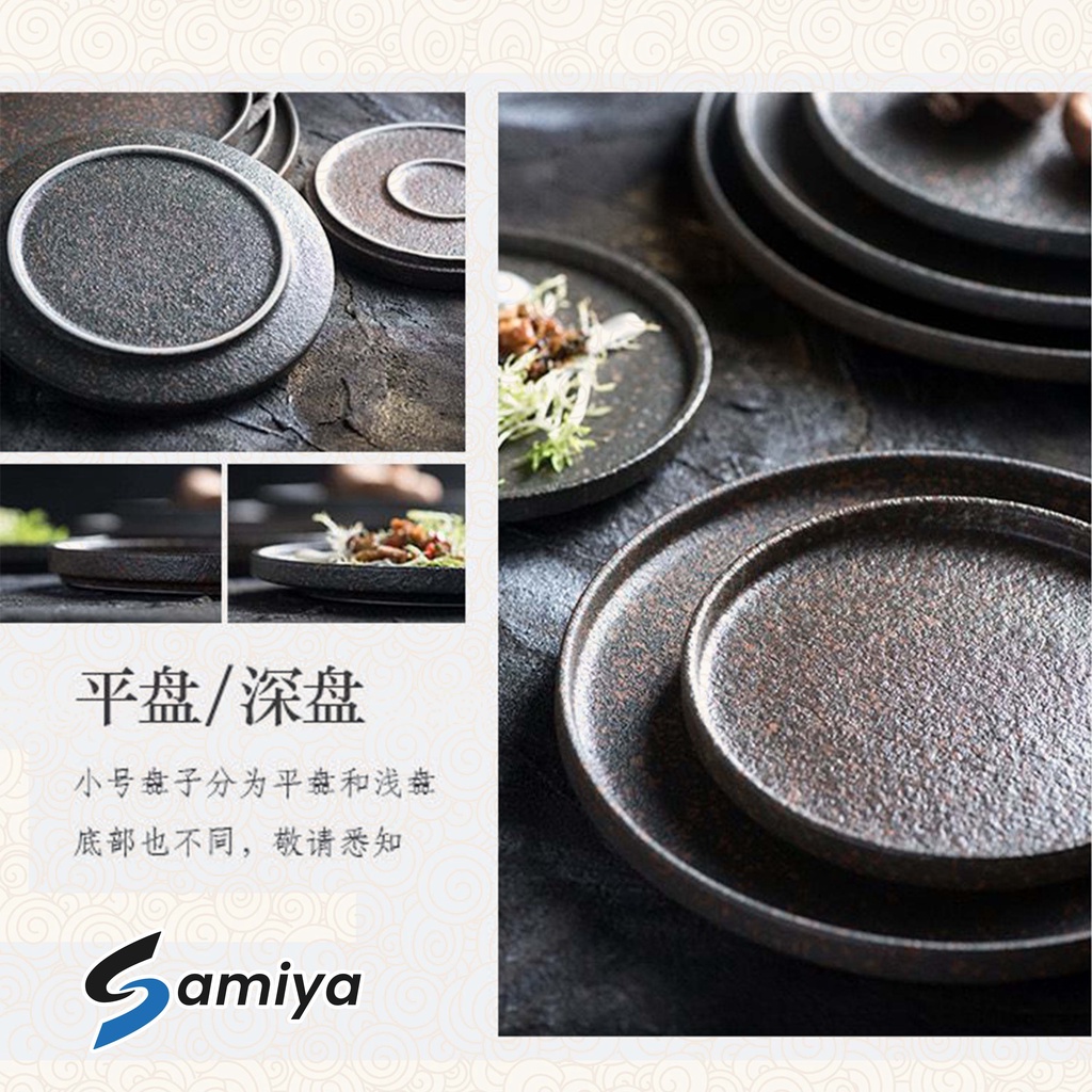 japanese ceramic art design dinner steak plate flat / piring keramik nordic creative ceramic dessert kitchen tableware hotel resto cafe reastaurant