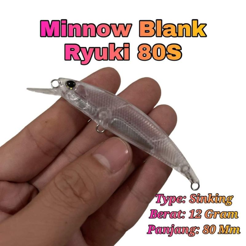Blank minow Ryuki 80 S singking 12 gr Costum ultralight maker