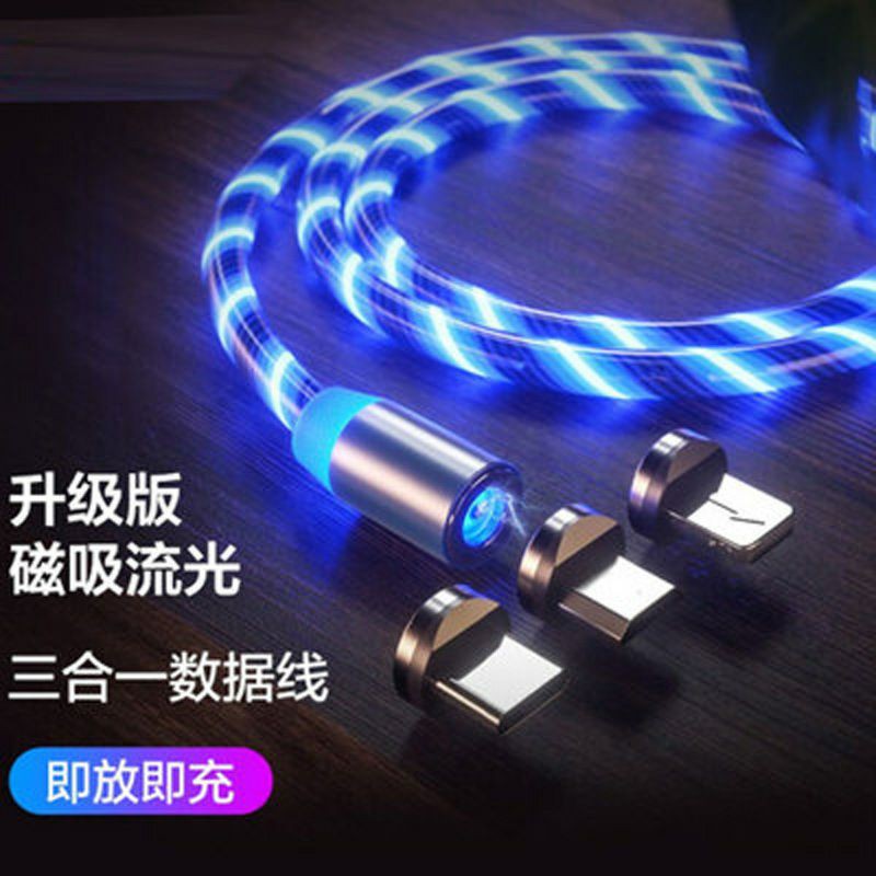 Kabel Data Magnet Led/ Charger Micro USB Magnetik Fast Charging IOS/ANDROID 3 in1 LEd