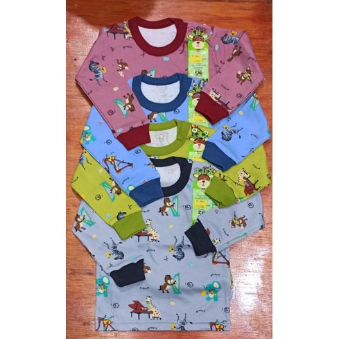 Setelan Anak Bayi RIDGES Panjang Motif Dino Parasut S,M,L,XL Piyama Bayi Lengan PANJANG