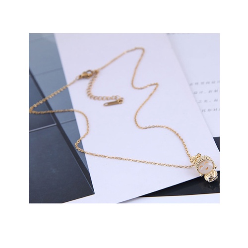 LRC Kalung Fashion Golden Round Alloy Necklace A6237X