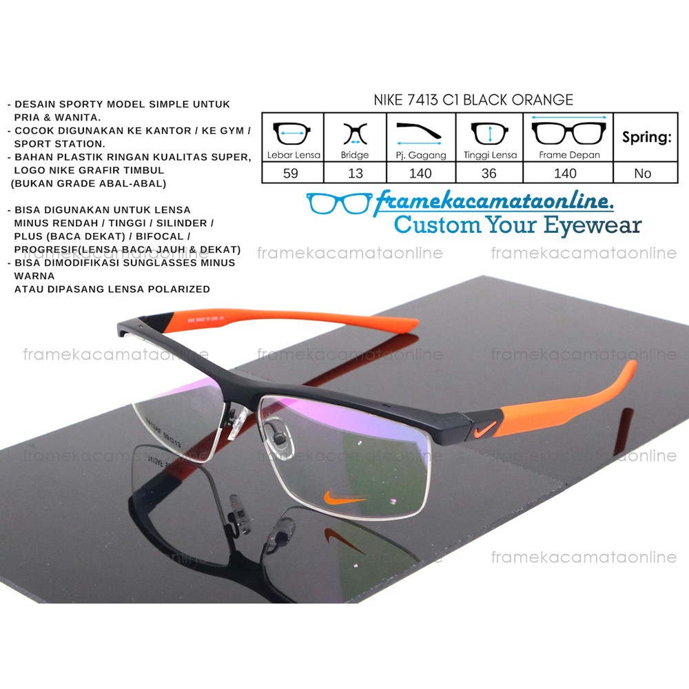 NIKE 7413 Kacamata Minus Frame Kaca Mata Plastik