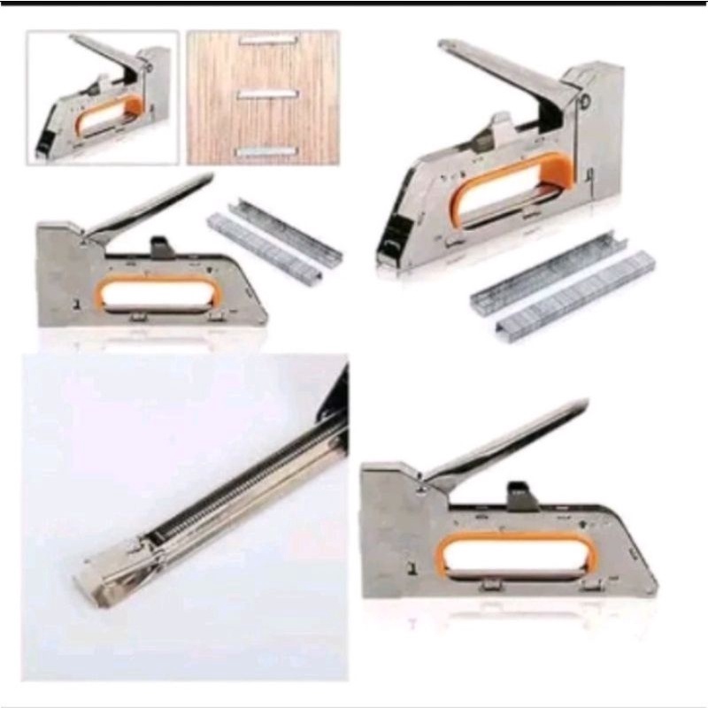 Stapler Tembak / Cekrekan / Pengokot / Hekter Gun Tacker / Staples Sofa, Staples Jok, Dekor Seteples steples Motor Plus isi