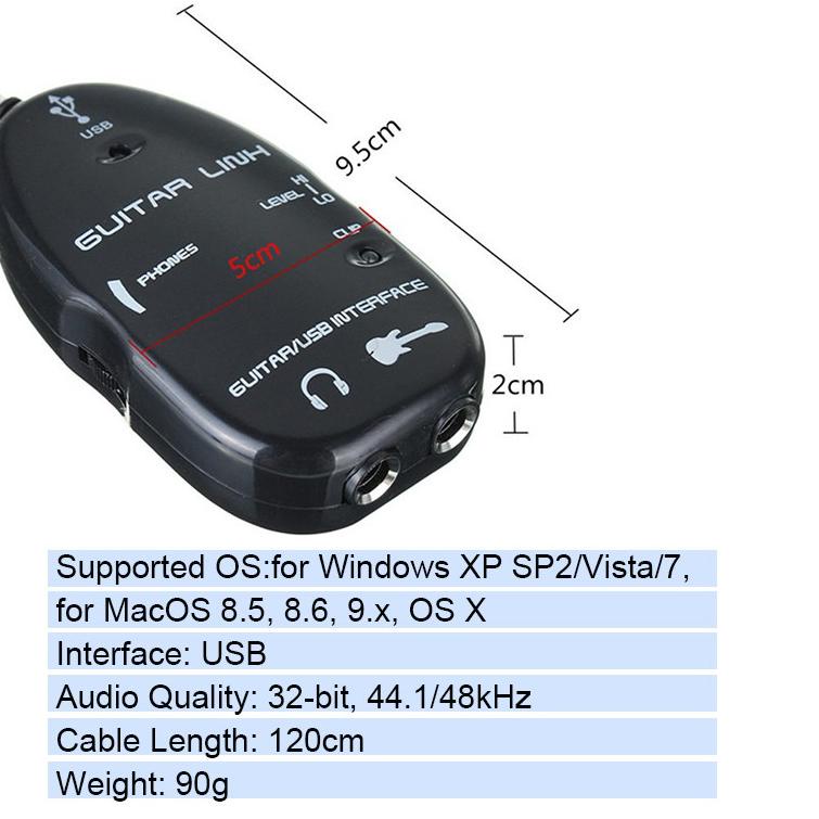 Guitar Link USB Interface Penghubung Komputer Android XP Soumd Card Effector