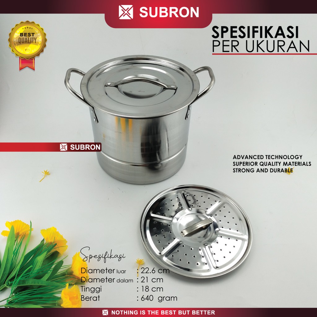 SUBRON SET Panci Kukus Steamer Tinggi Pot Set 4in1 4 pcs Stainless Steel Tebal Stok Pot Big Size