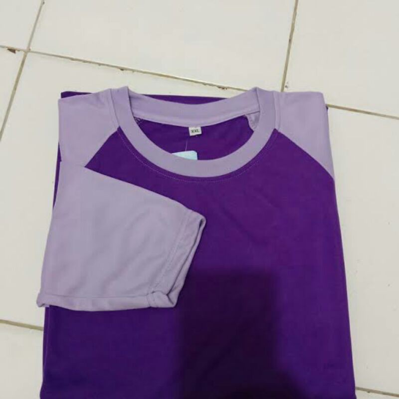 KAOS CASUAL KATUN COMBAD WARNA UNGU TUA LENGAN PANJANG DEWASA