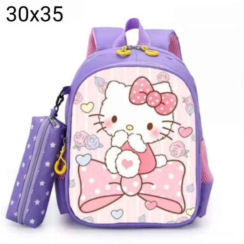TAS RANSEL ANAK PEREMPUAN KARAKTER HELLO KITTY 2in1 - TAS + TEMPAT PINSIL - TAS RANSEL ANAK - TAS ANAK