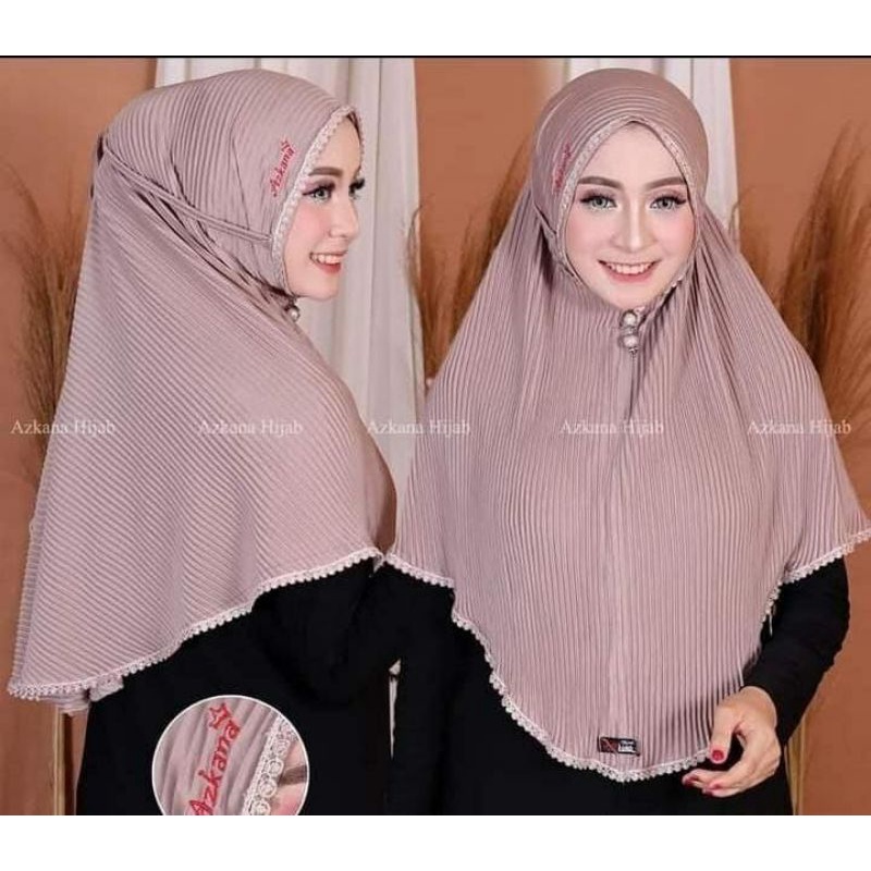HIJAB INSTAN JERSY BERGO PLISKET RENDA ATAS BAWAH