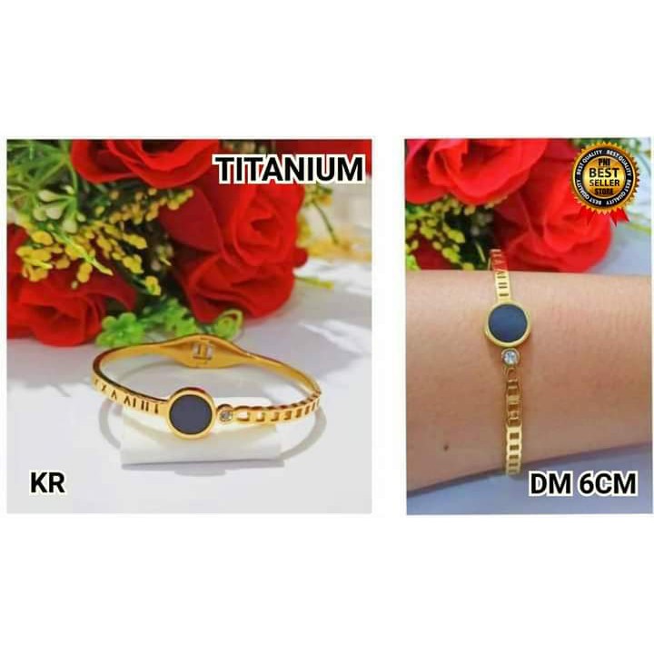 Gelang BangkokTITANIUM  Dewasa Titanium Varian motif Perhiasan Wanita Gold Modern (COD)