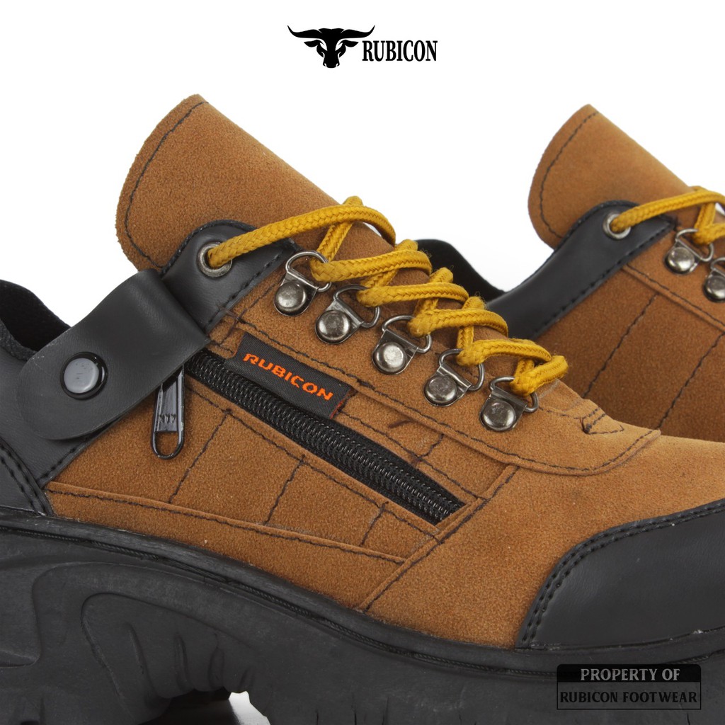 BIG PROMO | SEPATU TRACKING SAFETY HIKING PENDAKI RUBICON DINOSAURUS PREMIUM QUALITY UJUNG BESI TAN DINOSAURUS