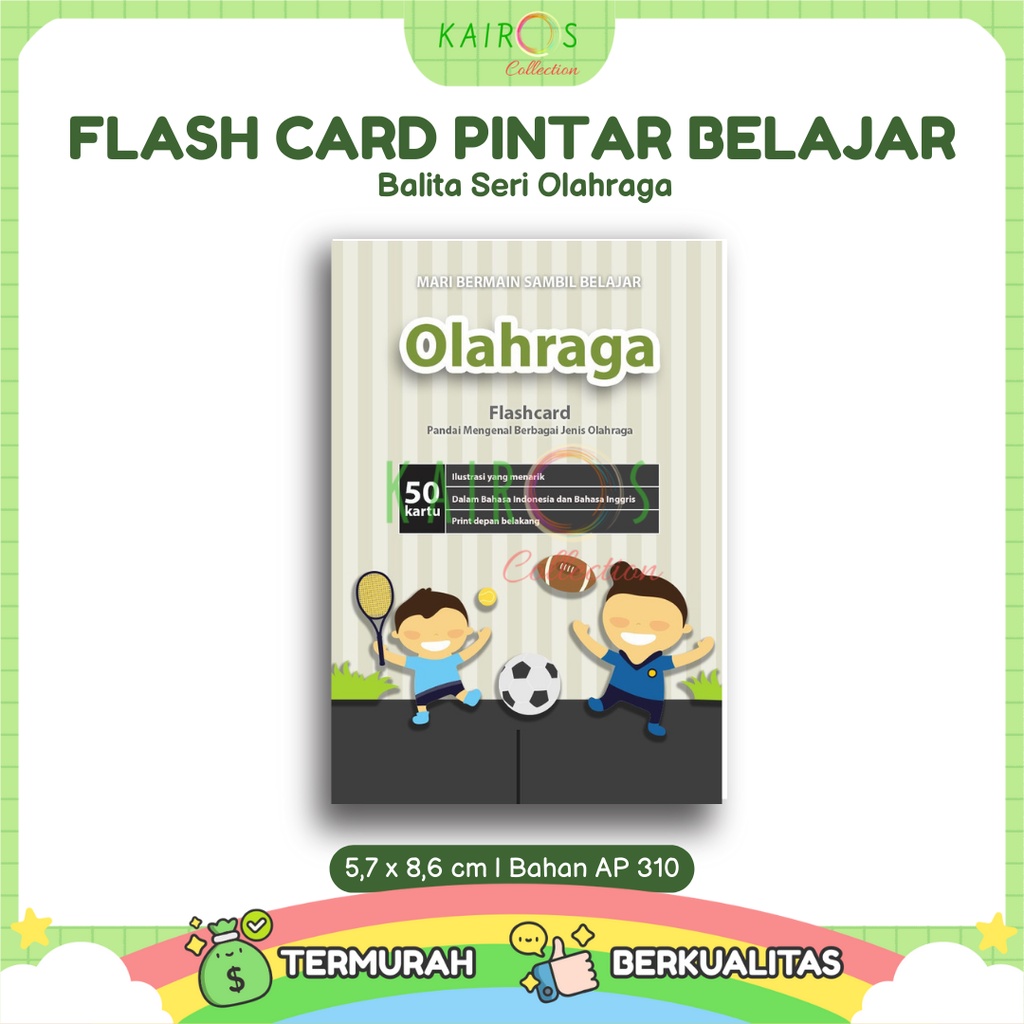 Flashcard / Flash Card Kartu Pintar Belajar Balita  Seri Olahraga