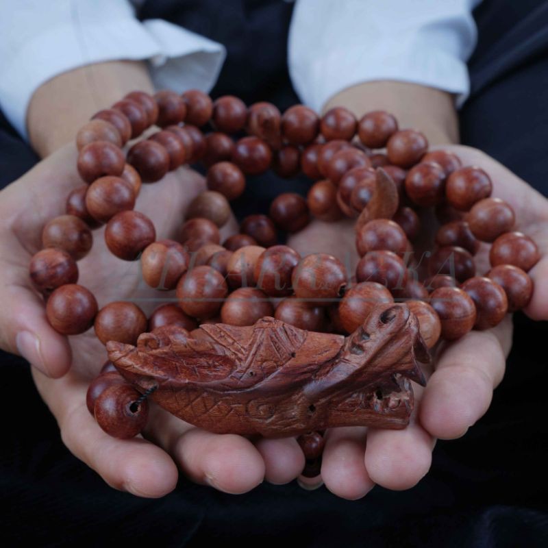 Tasbih Kayu Nagasari Ukiran Naga 99 Butir 15 mm