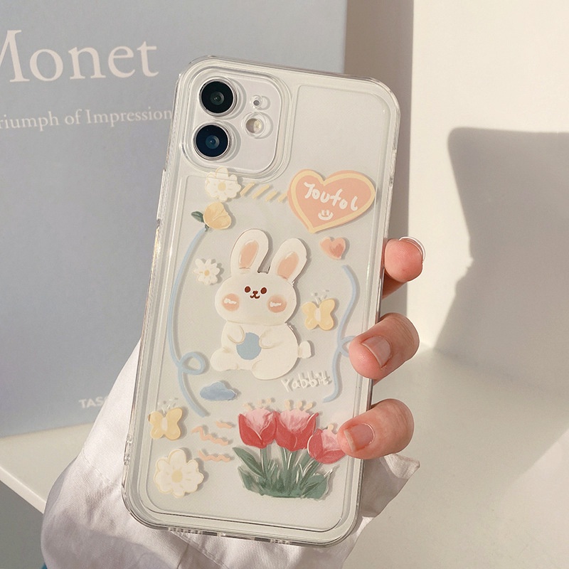 IPHONE Casing Hp Transparan Motif Kelinci Lucu Untuk Iphone6 7 8 PLUS X XR Xs11 12 13 14 MINI PRO MAX SE 2020