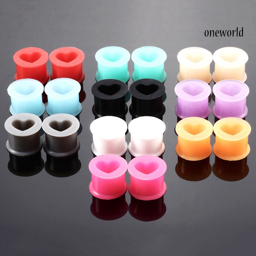 OW# 1Pc Unisex Heart Shape Silicone Ear Plug Tunnel Expander Body Piercing Jewelry