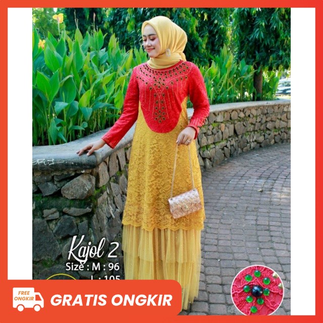 GAMIS KAJOL | DRESS MEWAH | GAMIS PESTA | GAMIS CANTIK | GAMIS BROKAT