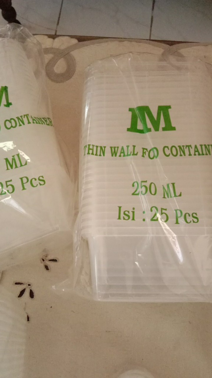 Thinwall Food Container 250ml Kotak/tempat Penyimpanan Makanan/cup Salad/cup Puding/ Dessert Box