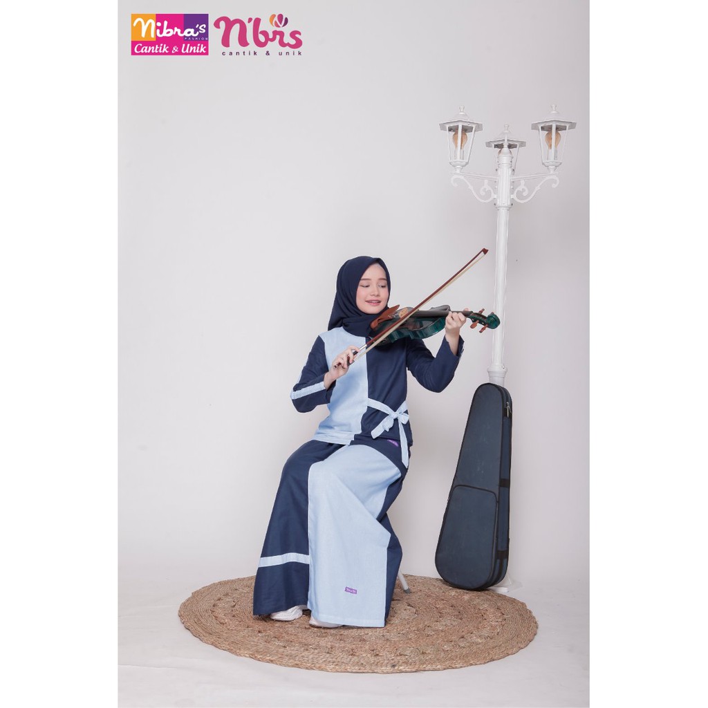NIBRAS TEEN NT 55 NAVY DAN HITAM BAHAN ANGELINA MIX YARNDYED SETELAN ROK ANAK REMAJA