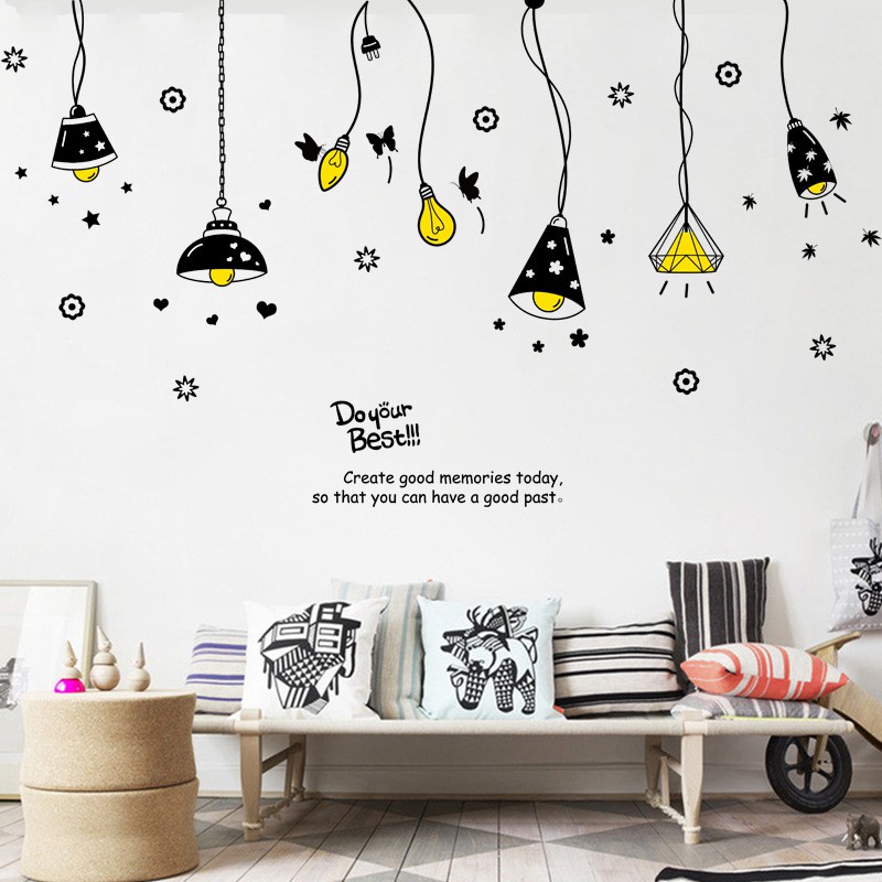 RELIZA WALL STICKER 60X90 LAMPU GANTUNG HITAM WALL STIKER DINDING XL8198