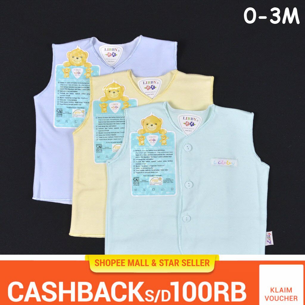 LIBBY 3 Pcs Baju Kutung Bayi Baby Warna Newborn 0 3M LIBBY 3 Pcs Baju Kutung Bayi Baby Warna Newborn 0 3M