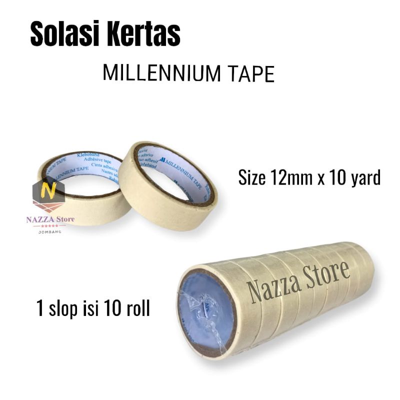 

MILLENNIUM Masking Tape Isolasi Kertas 12mm x 10 yard