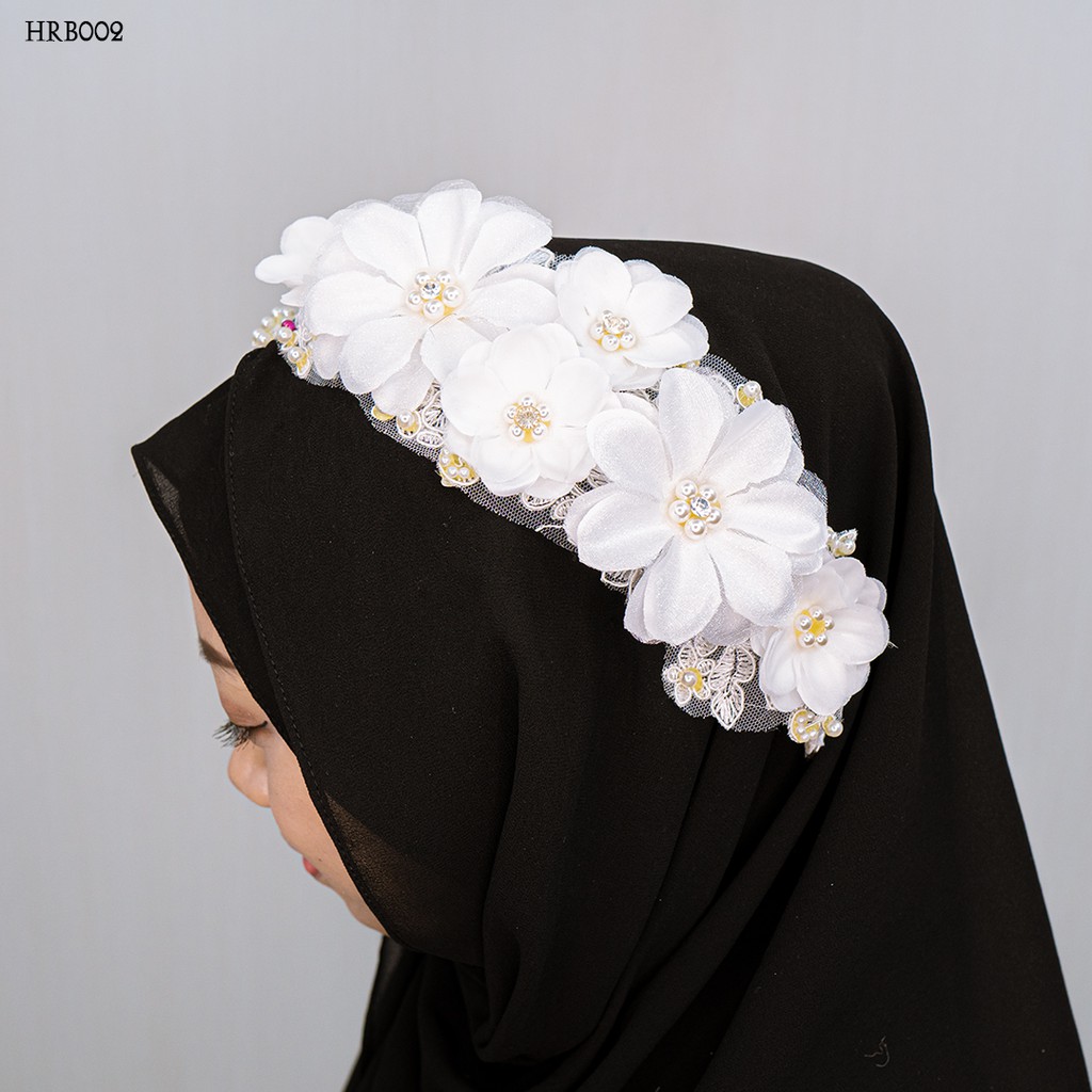 [BISA COD] HEADPIACE HIJAB PENGANTIN MODERN AKSESORIS BROKAT HRB002