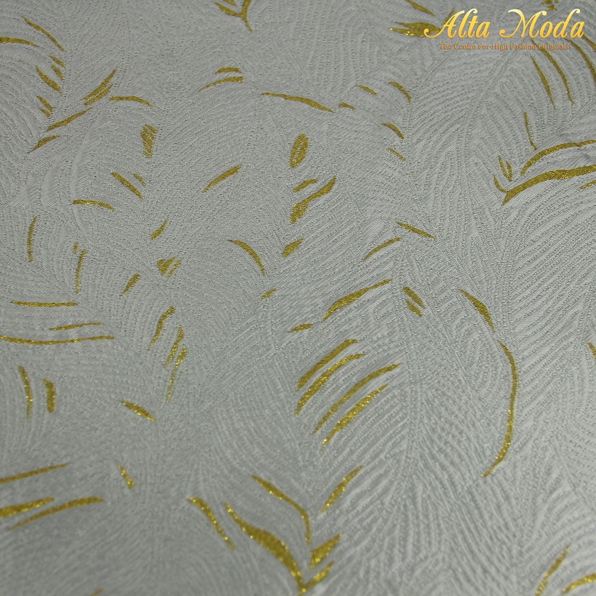 

Alta Moda Jacquard Lurex Pattern Off White Shades Garis Gold (1M)