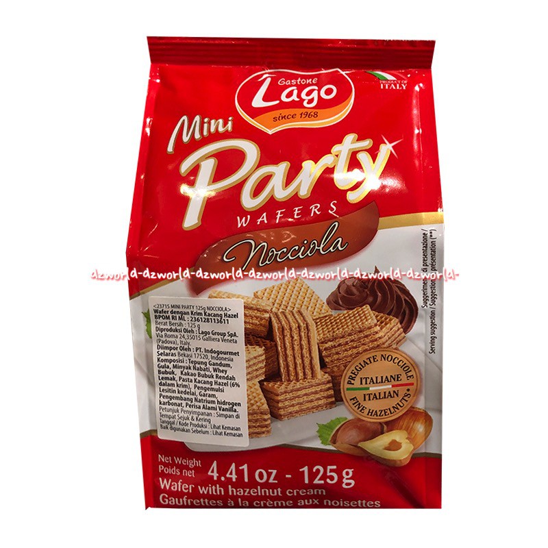 Lago Mini Party Wafers 125g Cacao Chocolate Hazelnut Vanila Wafer Krim Isi Gastono Lago