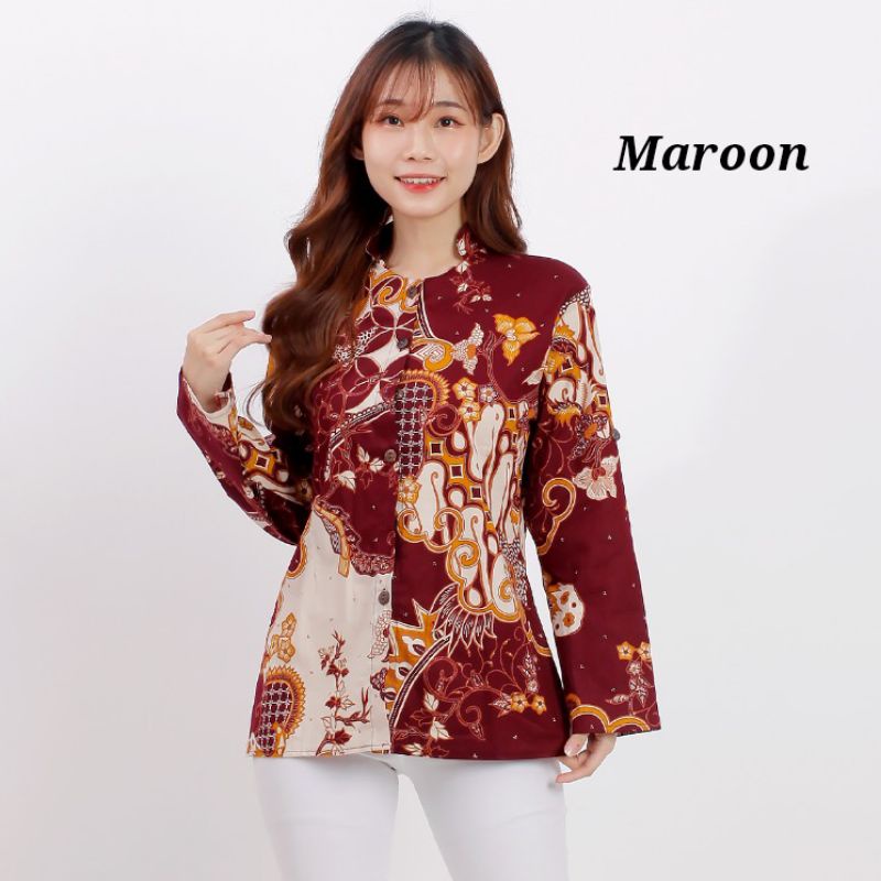 KEMEJA WANITA BATIK LENGAN PANJANG - BAHAN STRETCH