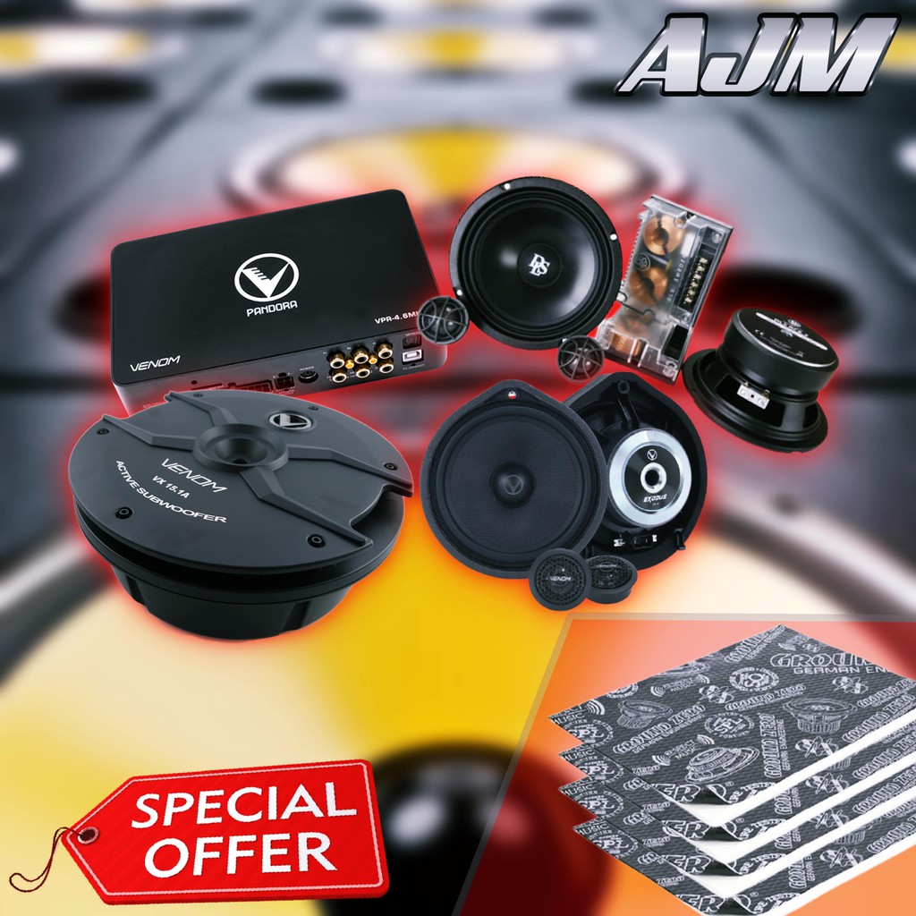 Paket Audio mobil lengkap DLS mix VENOM bonus Peredam GROUND ZERO