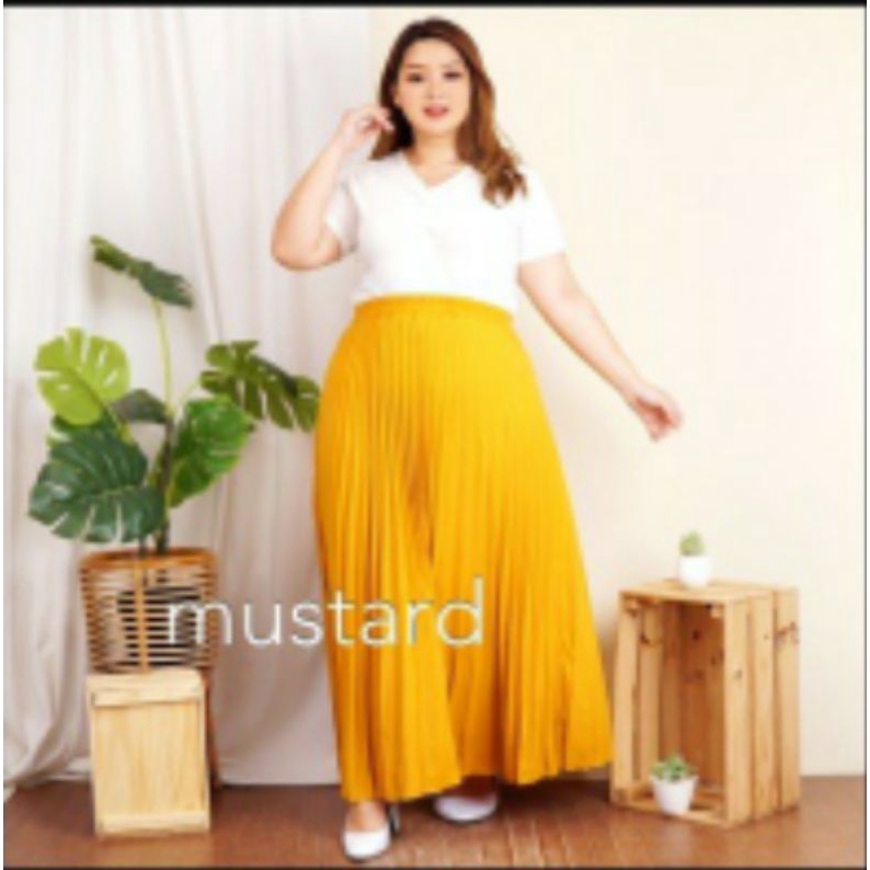 Rok jumbo plisket polos lp 120 , 130 ,140 ,150 160cm bb 90-150kg masuk-KUNING MUSTRAD