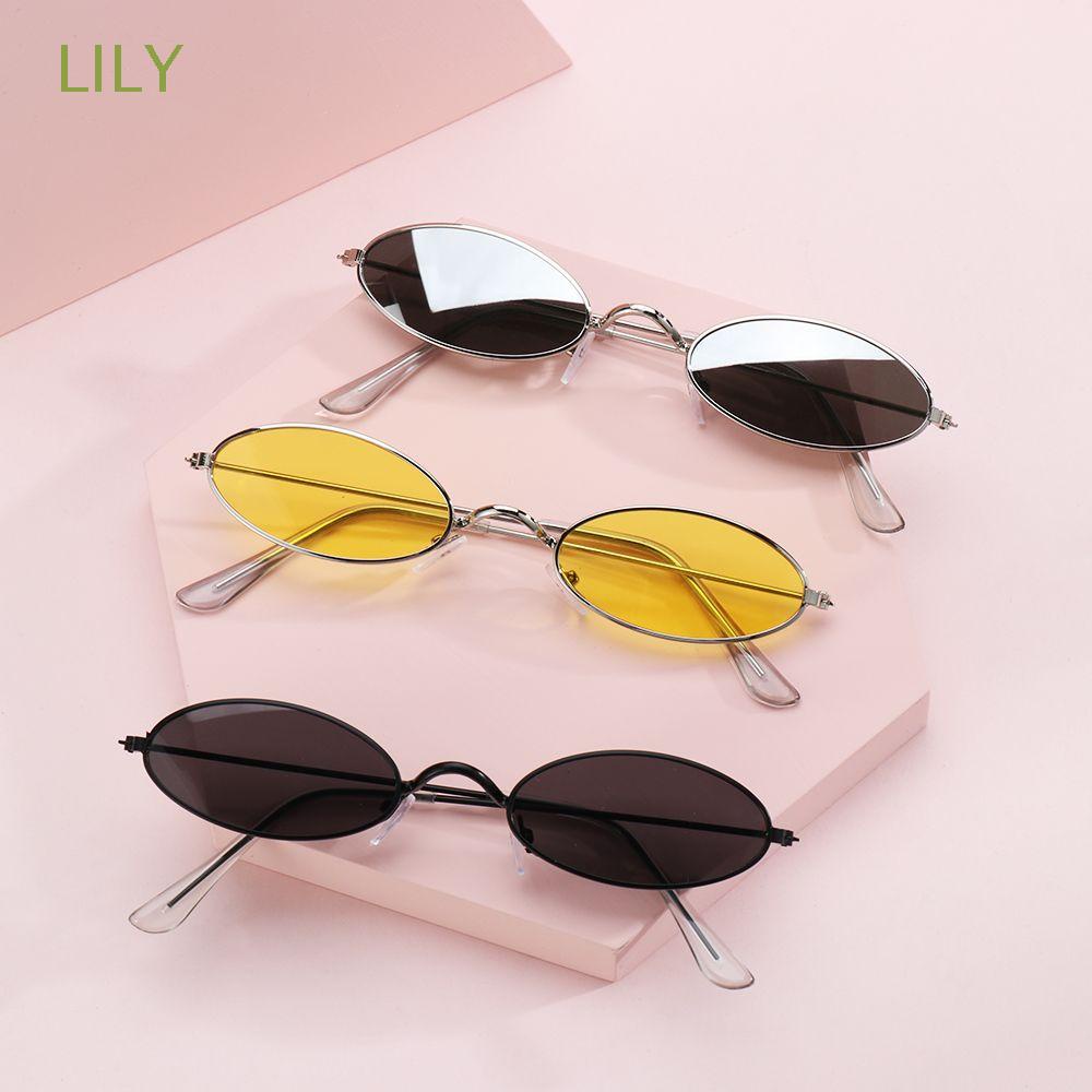 Lily Kacamata Hitam Pria / Wanita Bentuk Oval  Vintage UV400